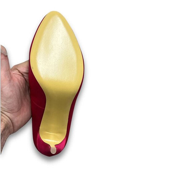 Audrey Brooke Fuchsia Bella Heels 8.5M Satin Upper & Leather Sole With Rhineston - Picture 3 of 6